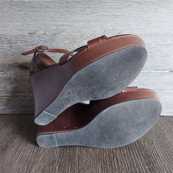 Mudd Kylie Wedge Sandals Ankle Strap Buckle - Brown - Size 6.5 - Picture 7 of 9